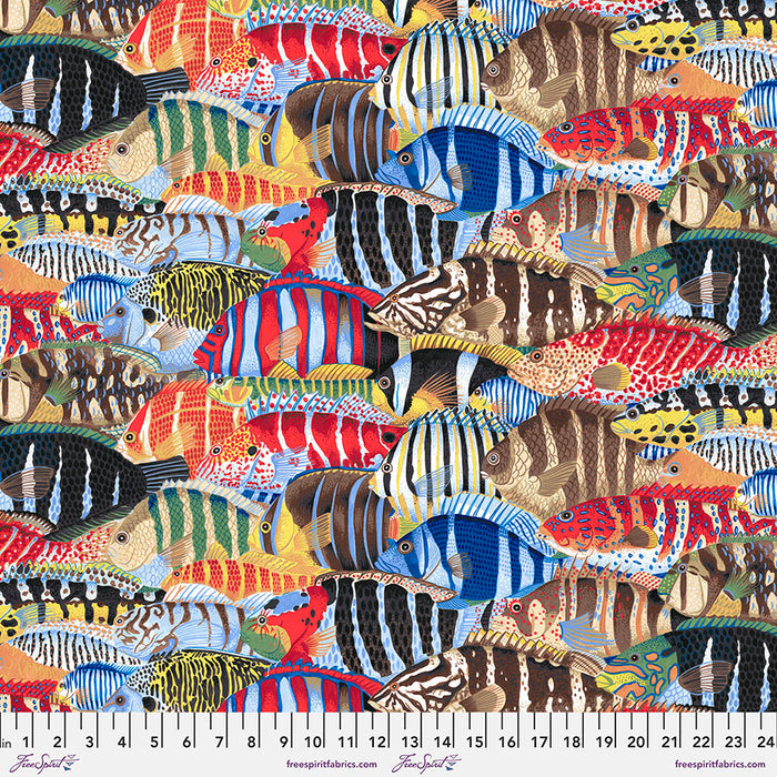 TREASURE ISLAND Stripey Fish MULTI PWSL116 by Philip Jacobs.Priced per 25cm