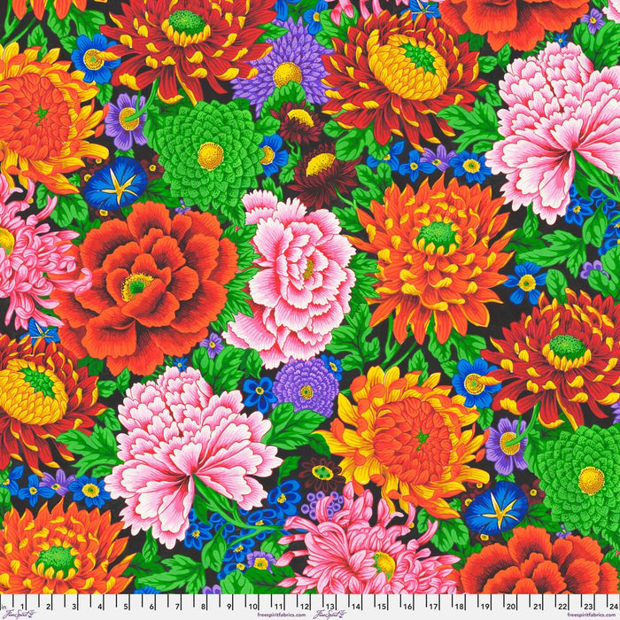 TEMPLE GARDEN Peony and Chrysanthemum - PWSL119.MULTI by Philip Jacobs.Priced per 25cm