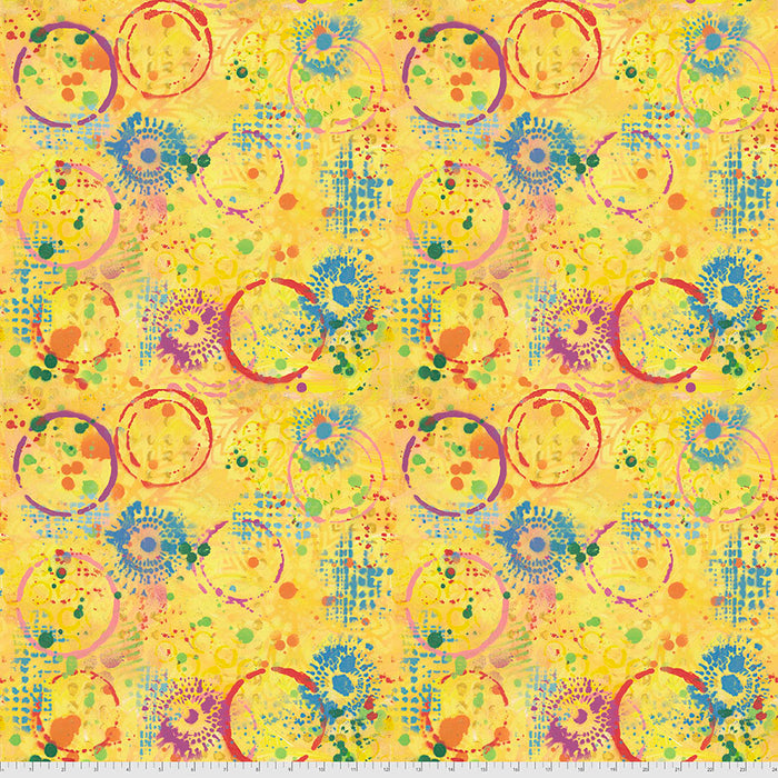 PIZZAZZ by Sue Penn PWSP021 Graffiti LEMON.Priced per 25cm