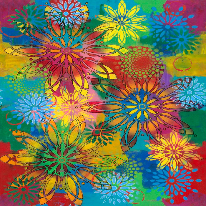HAPPY BLOOMS by Sue Penn PWSP054.MULTI PINWHEELS.Priced per 25cm