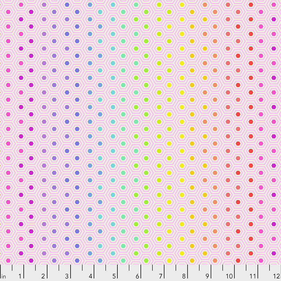 True Colors Hexy Rainbow - Shell PWTP151 by Tula Pink.Priced per 25cm