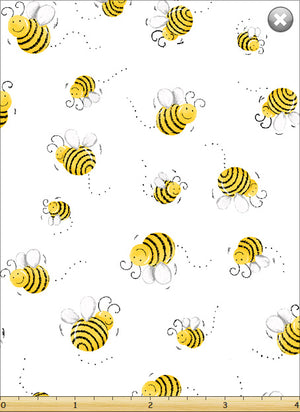 *REMNANT* Sweet Bees Basics by SusyBee SB20197-100 WHITE - 1.65 METRES