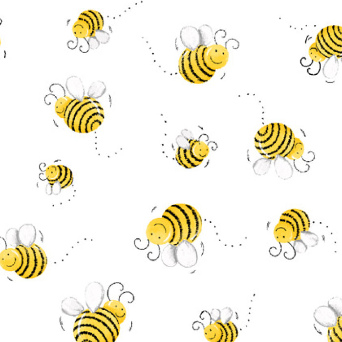 *REMNANT* Sweet Bees Basics by SusyBee SB20197-100 WHITE - 1.65 METRES