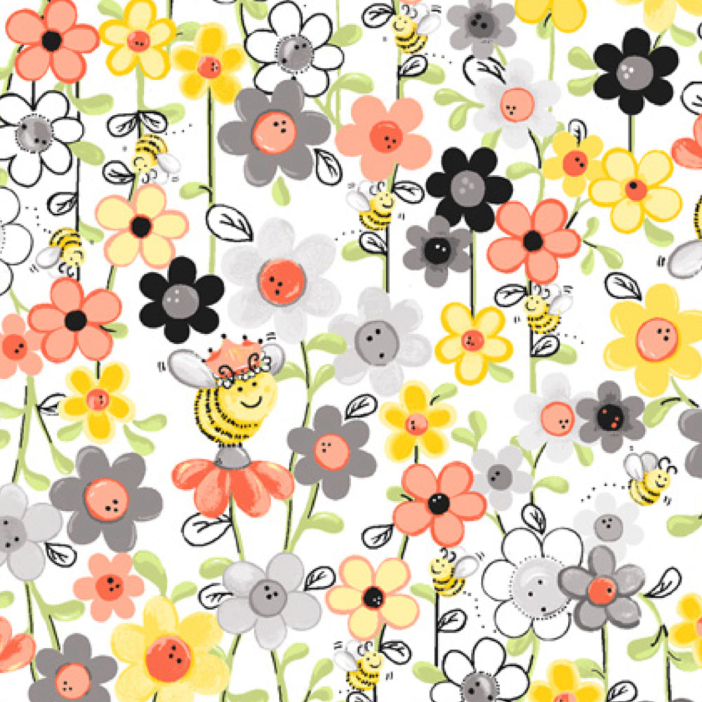 Sweet Bees Mini Floral & Bees by SusyBee SB20363-100.Priced per 25cm