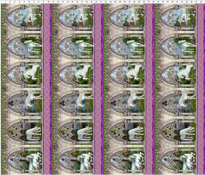 Unicorns by Jason Yenter 3UN 1, UNICORN BORDER Multicolour.Priced per 25Cm