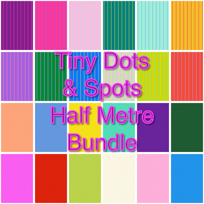 *#Tiny Co-Ordinates - Tiny Dots & Stripes by Tula Pink HALF METRE BUNDLE - (24 Fabrics)