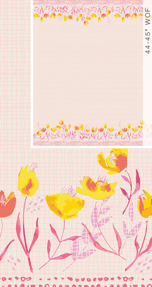Art Gallery - Wonderful things - Garden Walk Mimosa BORDER PRINT.Priced per 25cm