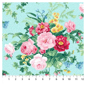 Julia's Garden By Deborah Edwards Large Floral Blue 21607-41.Priced per 25cm.