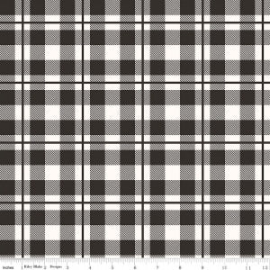 “Yes, Please”   C6555—BLACK Plaid.Priced per 25cm.