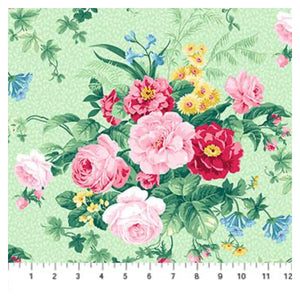 Julia's Garden By Deborah Edwards Large Floral Green  21607-71.Priced per 25cm.