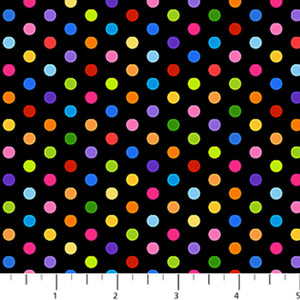 Northcott Color Play 24912 99 Black Small Multi Size Dots.Priced per 25cm.