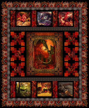 *+Dragons by Jason Yenter QUILT KIT RED