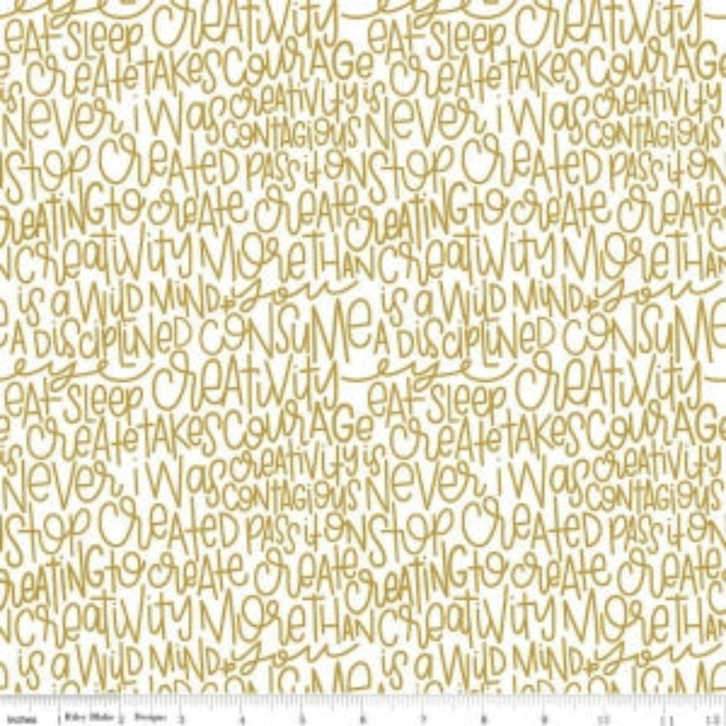 Sparkle Cotton SC475-GOLD Text METALLIC.Priced per 25cm.