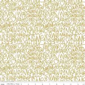 Sparkle Cotton SC475-GOLD Text METALLIC.Priced per 25cm.