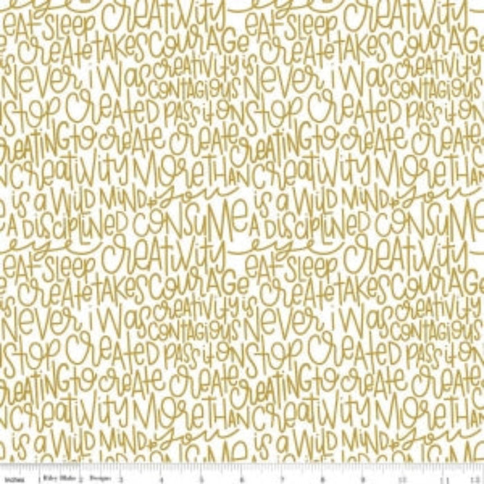 Sparkle Cotton SC475-GOLD Text METALLIC.Priced per 25cm.