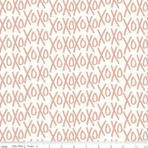 A fabric with a cream color and a metallic gold (XO'S) pattern, sent as a single piece, cannot be cut into smaller sizes.