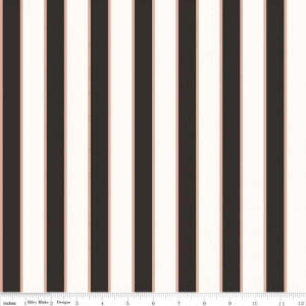Striped fabric pattern with alternating black and beige stripes on a white background