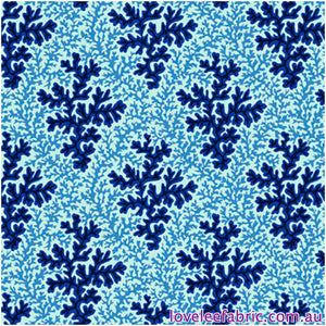 TREASURE ISLAND Seaweed & Coral BLUE PWSL109 by Philip Jacobs.Priced per 25cm