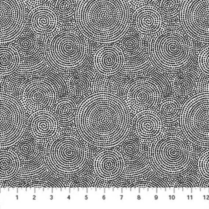 Circular Mosaic Dots in White & Black By Deborah Edwards Simply Neutral 2.Priced per 25cm.