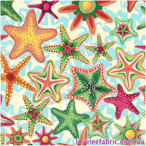 TREASURE ISLAND by Philip Jacobs (SNOW LEOPARD)- Starfish BLUE PWSL117.Priced per 25cm