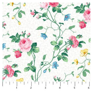 Julia's Garden By Deborah Edwards Small White Floral 21609-10.Priced per 25cm.