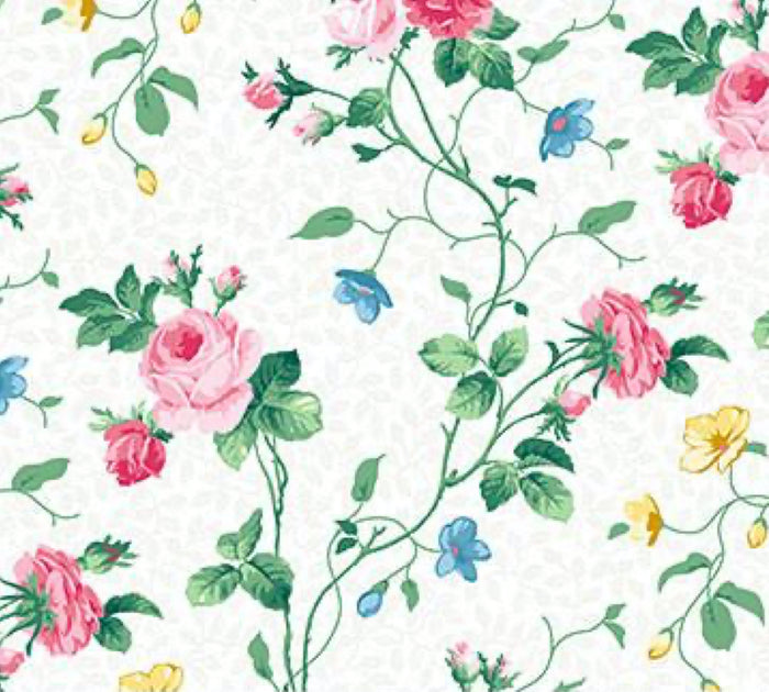 Julia's Garden By Deborah Edwards Small White Floral 21609-10.Priced per 25cm.