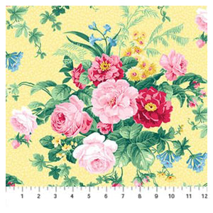 Julia's Garden By Deborah Edwards Large Floral Yellow 21607-51.Priced per 25cm.